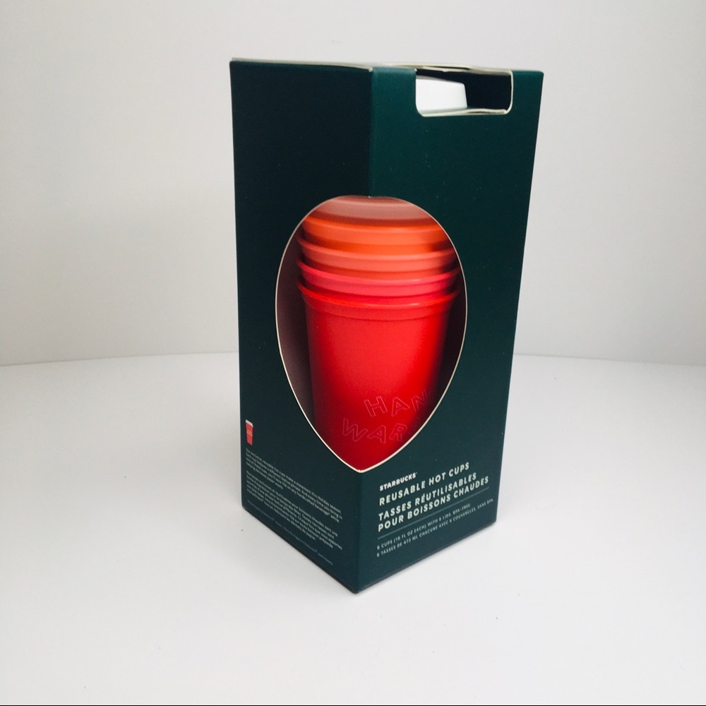 Starbucks 2019 Winter Holiday Christmas Reusable HOT Cups 6 Pack With Lids NEW.